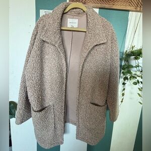 Thread & Supply Taupe Teddy Open-Front Jacket